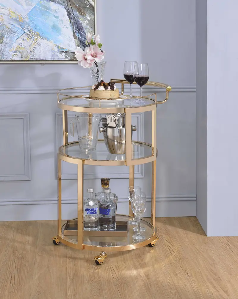 Gold And Clear Glass Serving Cart By Homeroots - 319137