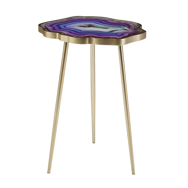 Gold And Shades Of Violet Faux Agate End Table By Homeroots