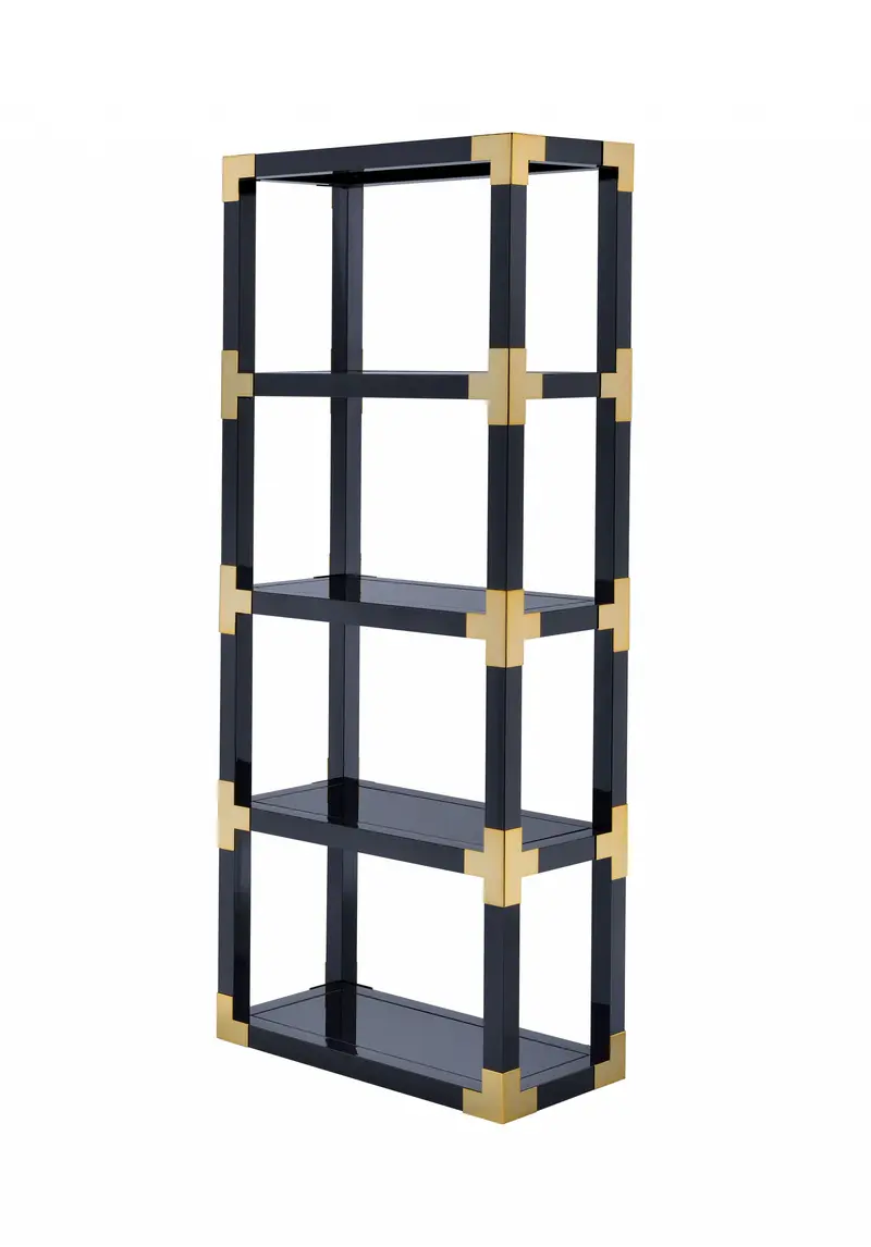Gold Black High Gloss And Black Mirror Bookcase By Homeroots