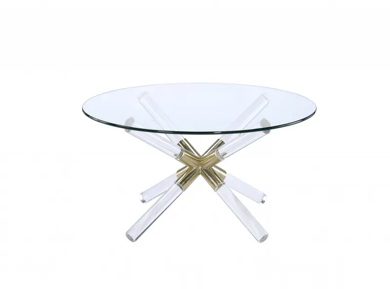 Gold Clear Acrylic And Clear Glass Coffee Table By Homeroots