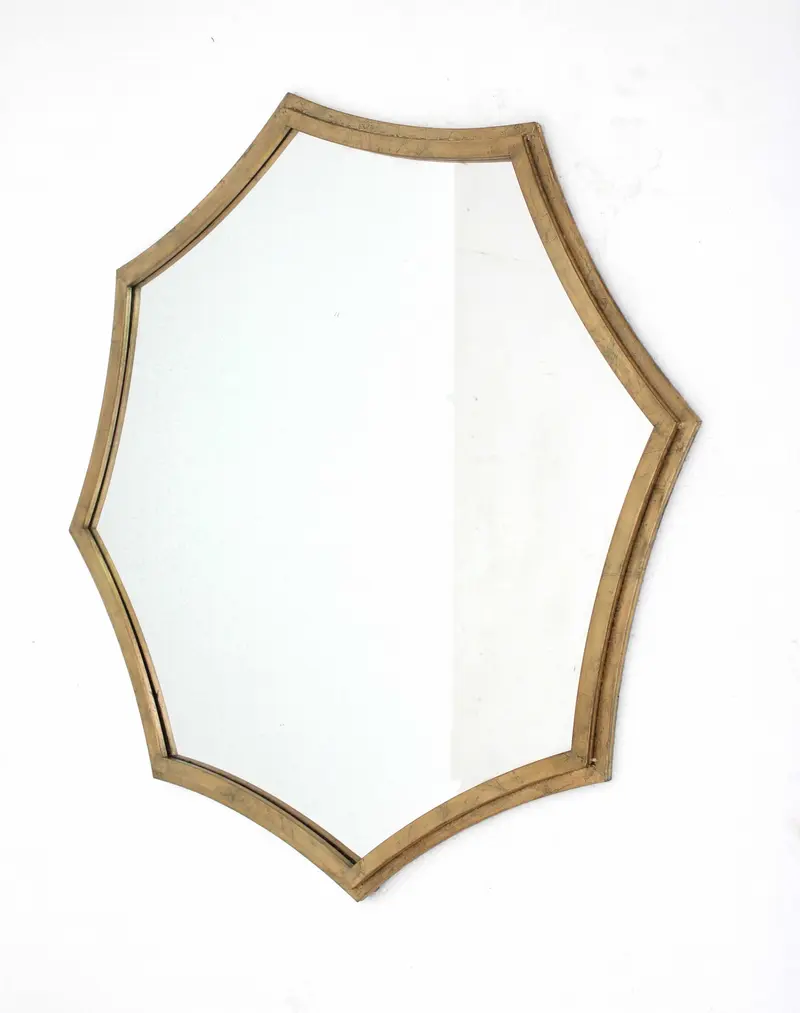 Gold Curved Hexagon Frame Cosmetic Mirror By Homeroots