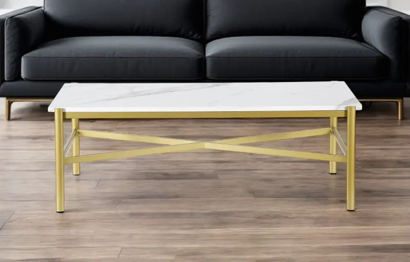Gold Faux Marble And Steel Coffee Table By Homeroots