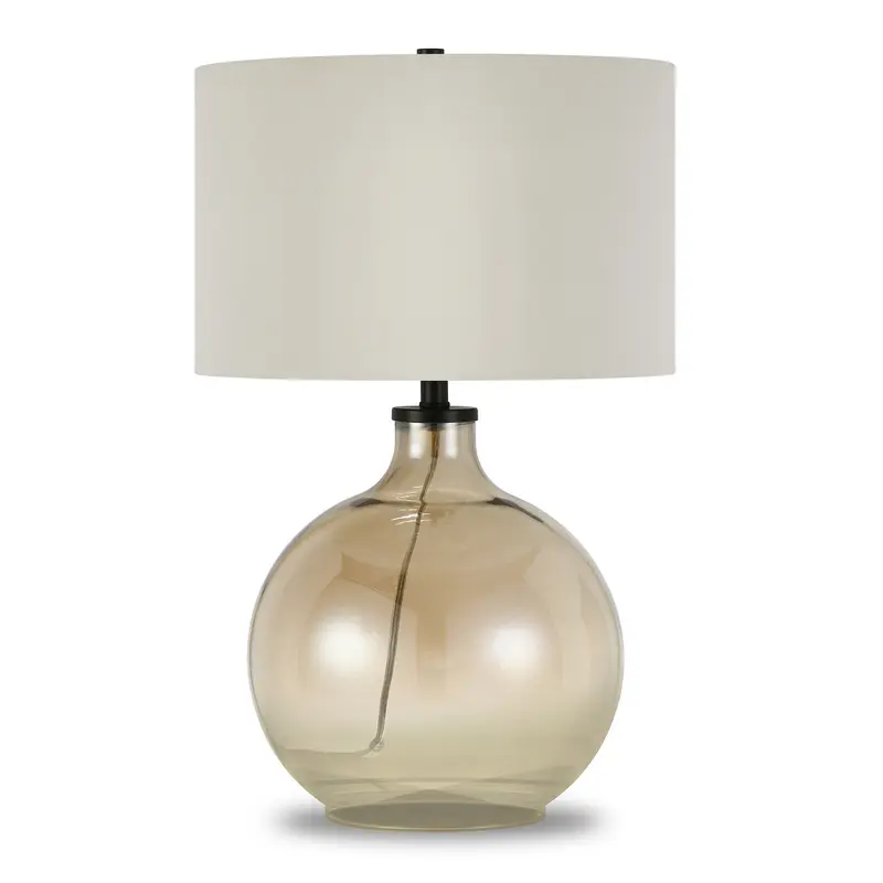 Gold Glass Globe Table Lamp With White Drum Shade By Homeroots