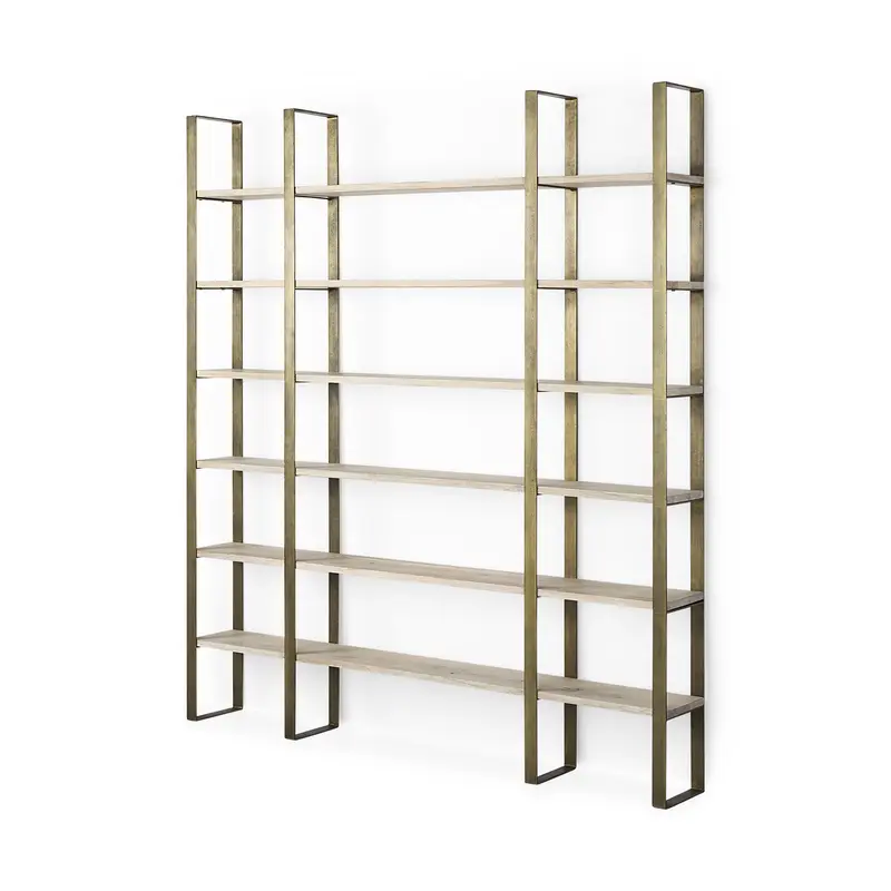 Gold Iron Framed Wooden Shelving Unit By Homeroots