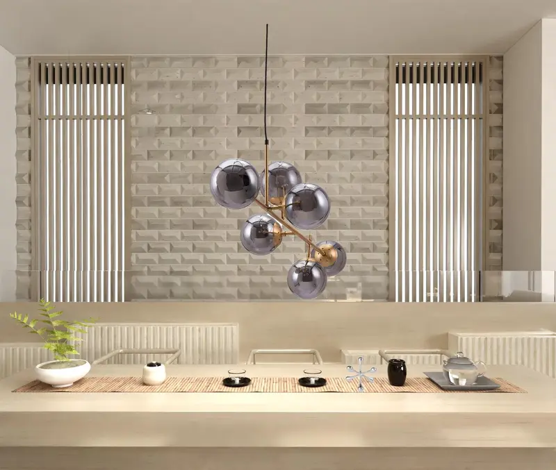 Gold Kitchen Island Six Light Metal Dimmable Ceiling Light With Clear Shades By Homeroots