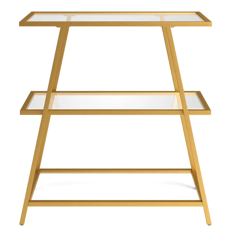 Gold Metal And Glass Three Tier Etagere Bookcase By Homeroots