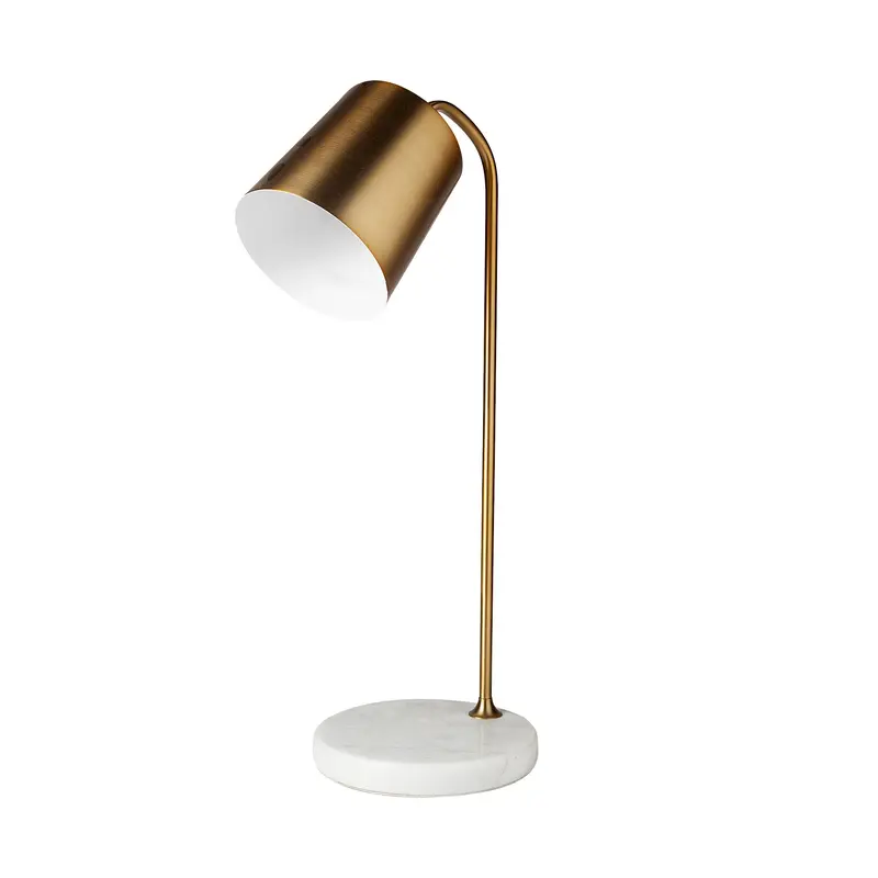 Gold Metallic Desk or Table Lamp with Marble Base By Homeroots