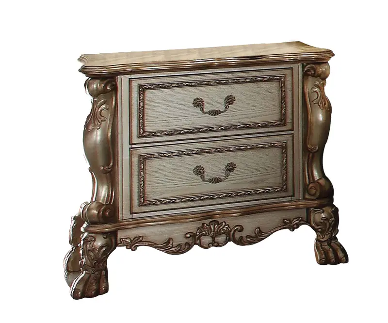Gold Patina Bone Wood Poly Resin Nightstand By Homeroots