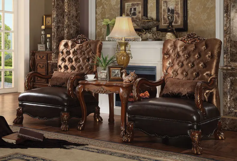 Golden Brown Velvet Chair & Pillow By Homeroots