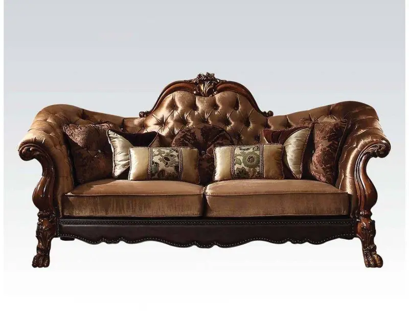 Golden Brown Velvet Loveseat W Pillows By Homeroots
