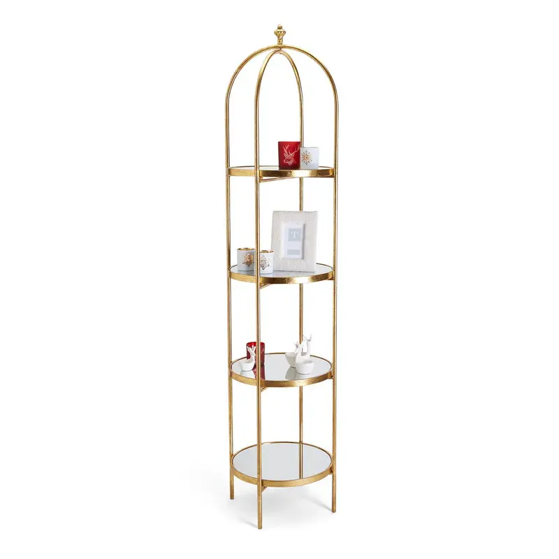 Golden Etagere with 4 Mirror Glass Shelves By Two's Company