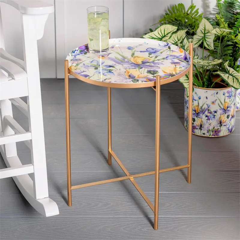 Golden Lilac Metal Side Table