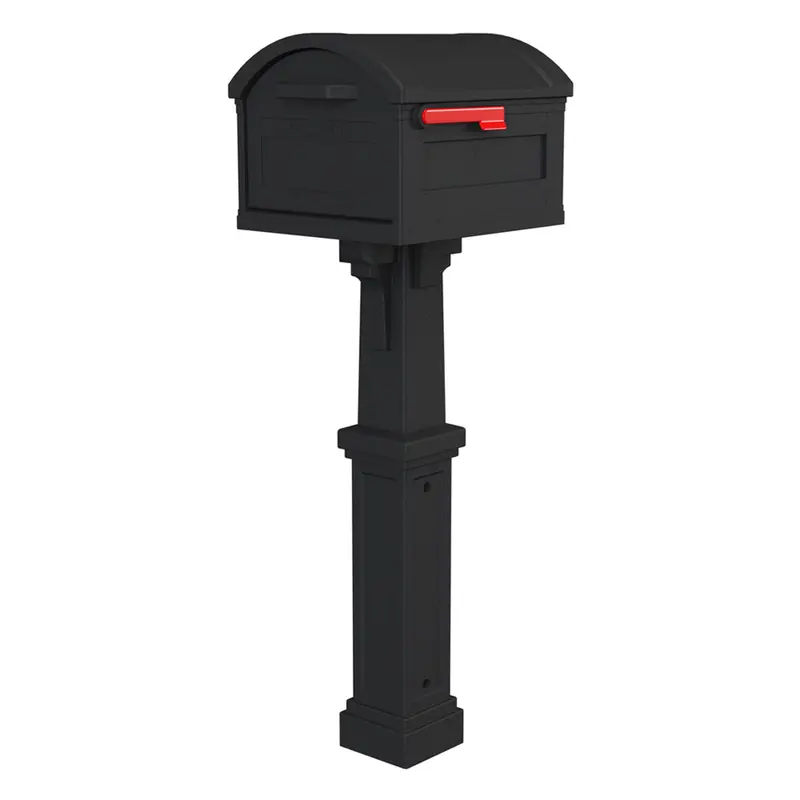 Grand Haven Plastic Post and Box Combo Black Mailbox 54 in. H x 16.63 in. W x 20.1 in. L - Open Box