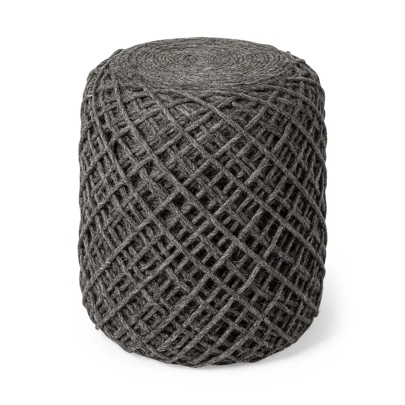 Gray Abstract Pouf Ottoman By Homeroots