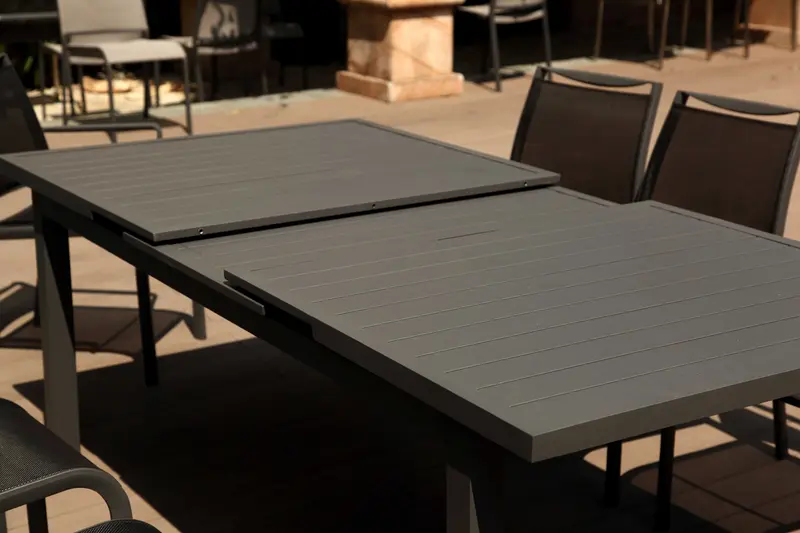 Gray Aluminum Etendable Dining Table By Homeroots