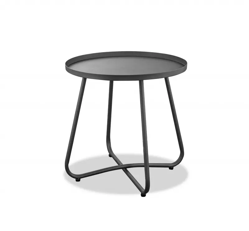 Gray Aluminum Indoor Outdoor Round End Table By Homeroots