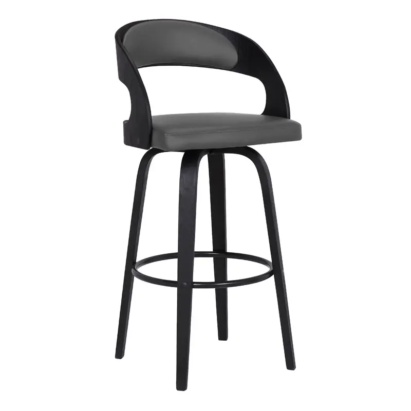 Gray And Black Iron Swivel Low Back Bar Height Bar Chair By Homeroots