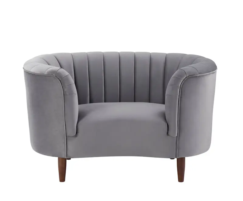 Gray and Black Velvet Striped Arm Chair By Homeroots