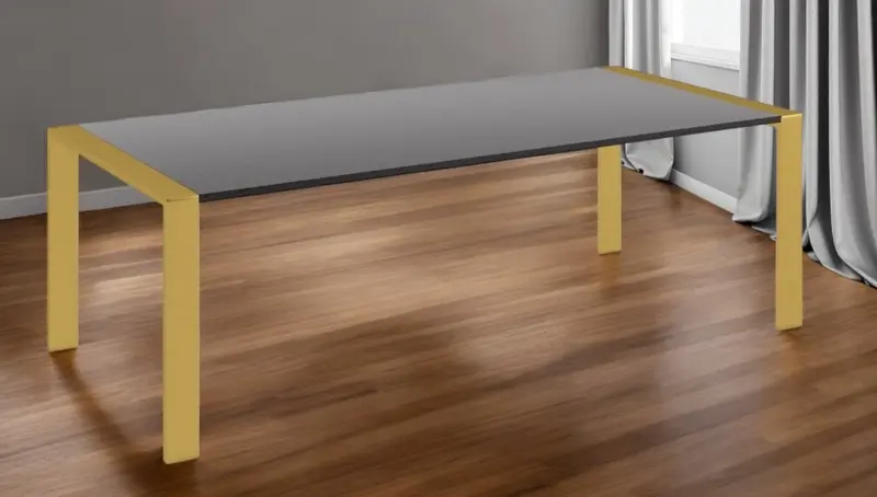 Gray And Brass Stainless Steel Dining Table By Homeroots
