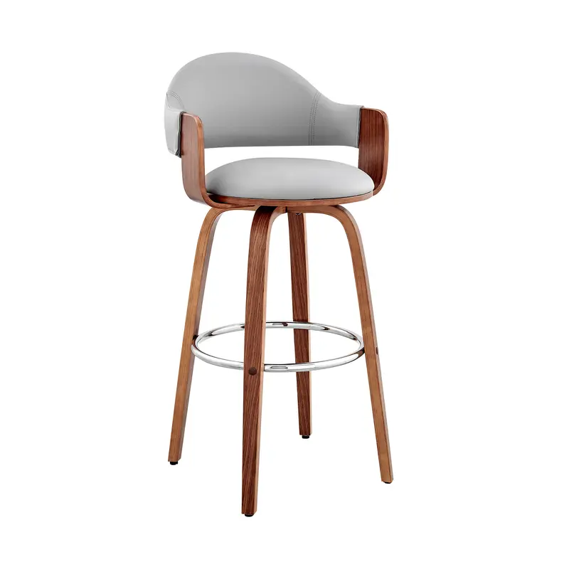 Gray And Brown Swivel Low Back Bar Height Bar Chair By Homeroots