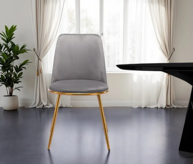 Gray And Gold Upholstered Velvet Dining Side Chair By Homeroots
