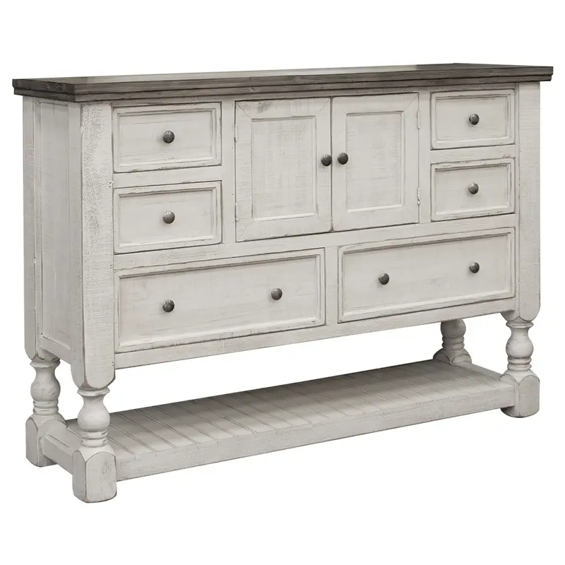 Gray and Ivory Solid Wood Six Drawer Triple Dresser By Homeroots