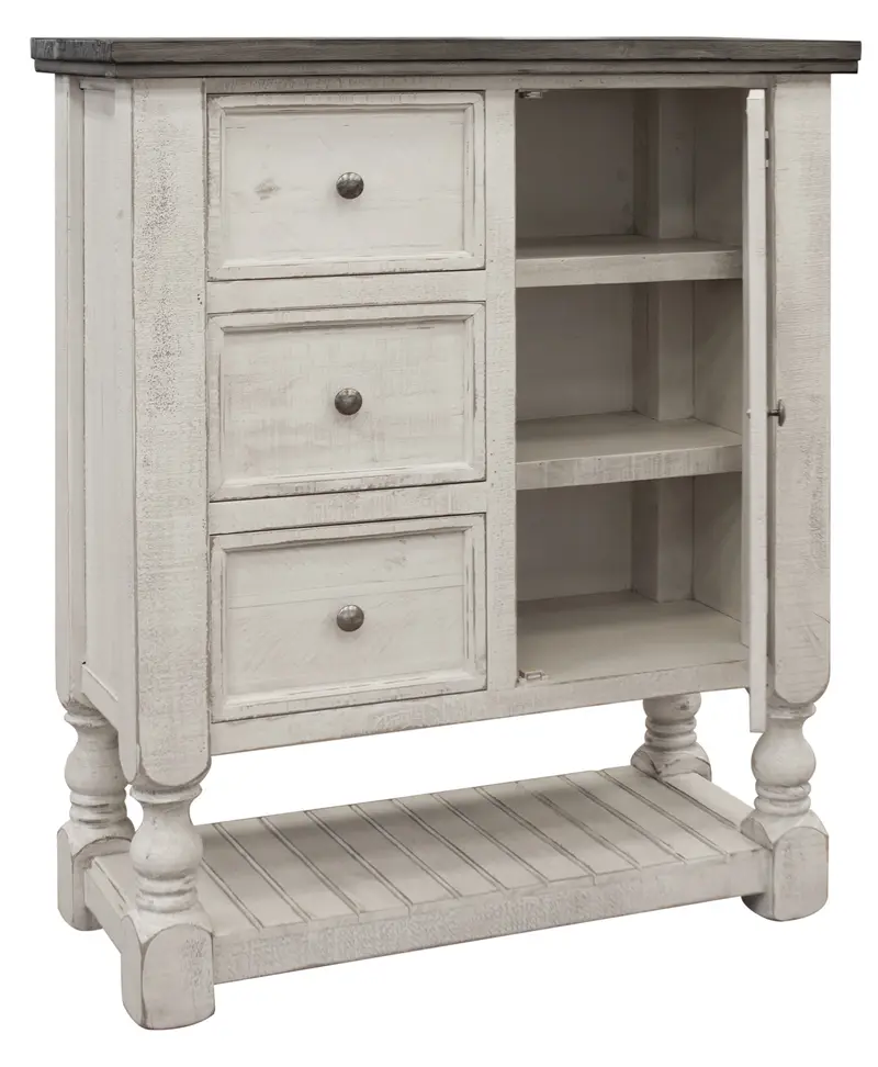 Gray and Ivory Solid Wood Three Drawer Chest By Homeroots