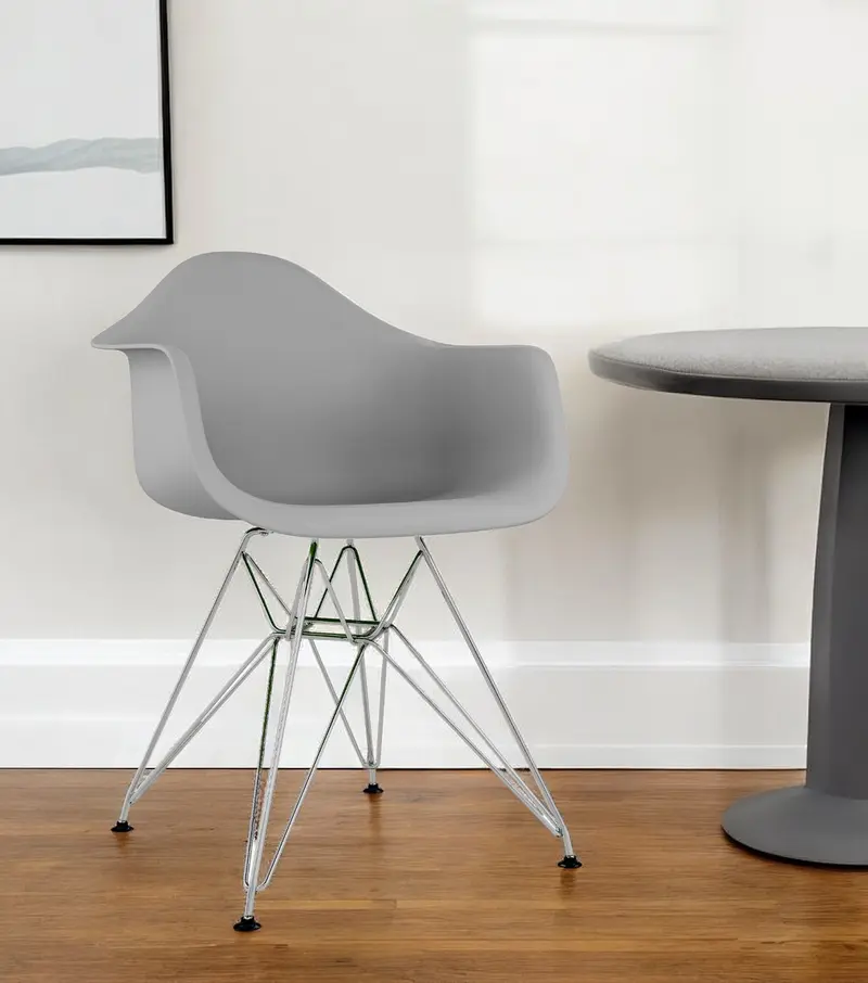 Gray And Silver Heavy Duty Plastic Dining Arm Chair By Homeroots