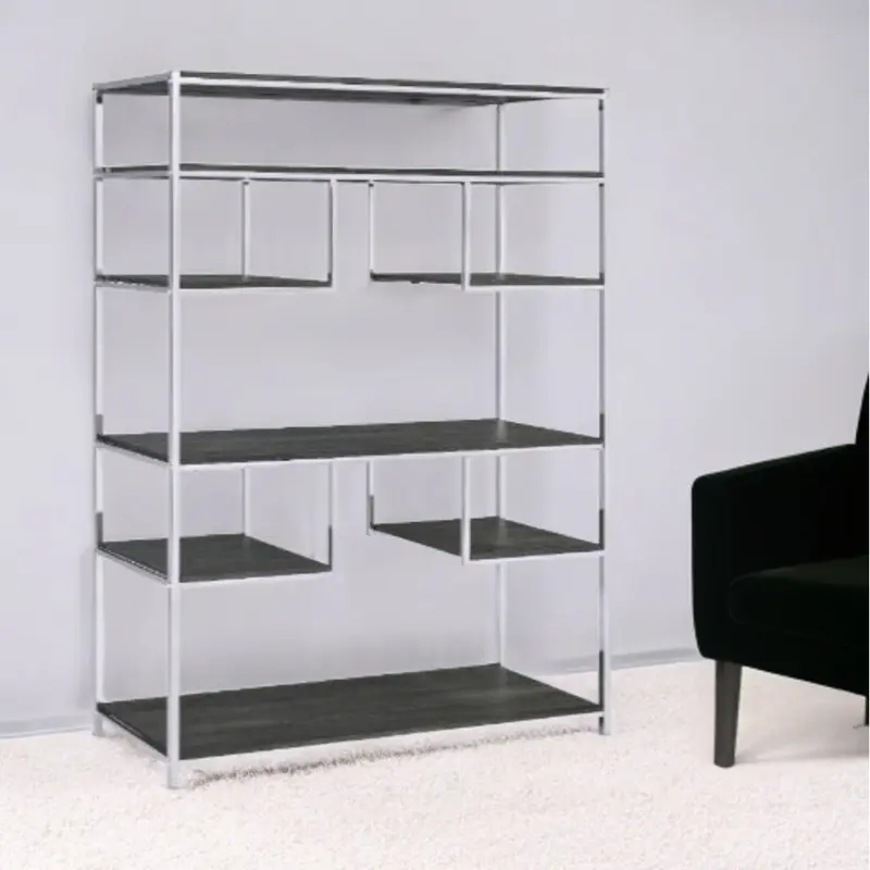 Gray And Silver Metal Seven Tier Geometric Bookcase By Homeroots