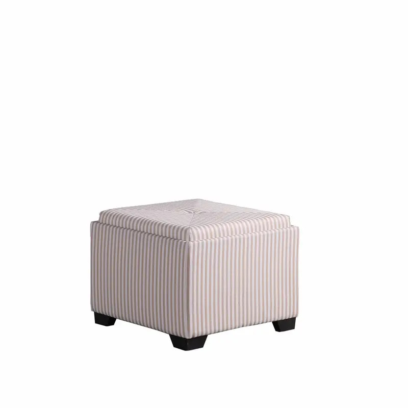 Gray and White Pinstripes Tufted Storage Ottoman By Homeroots