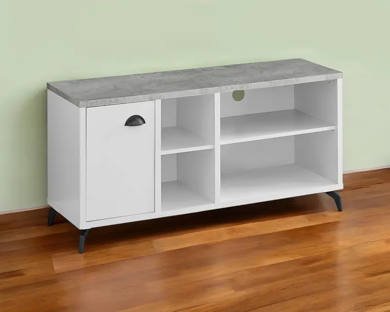 Gray And White Wood Enclosed and Open Storage TV Stand By Homeroots