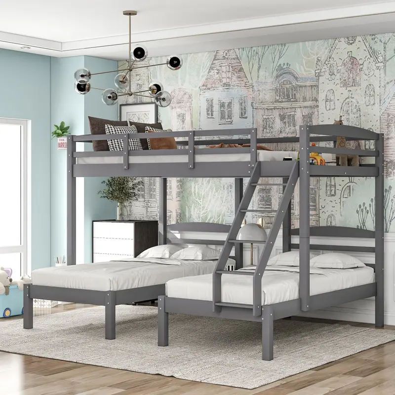 Gray Full Over Double Twin Triple Bunk Bed By Homeroots