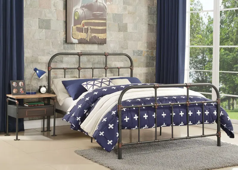 Gray Industrial Pipe Design Full Bed Frame By Homeroots