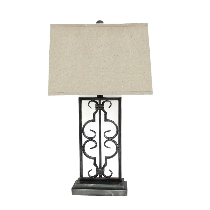 Gray Industrial With Stacked Metal Pedestal - Table Lamp