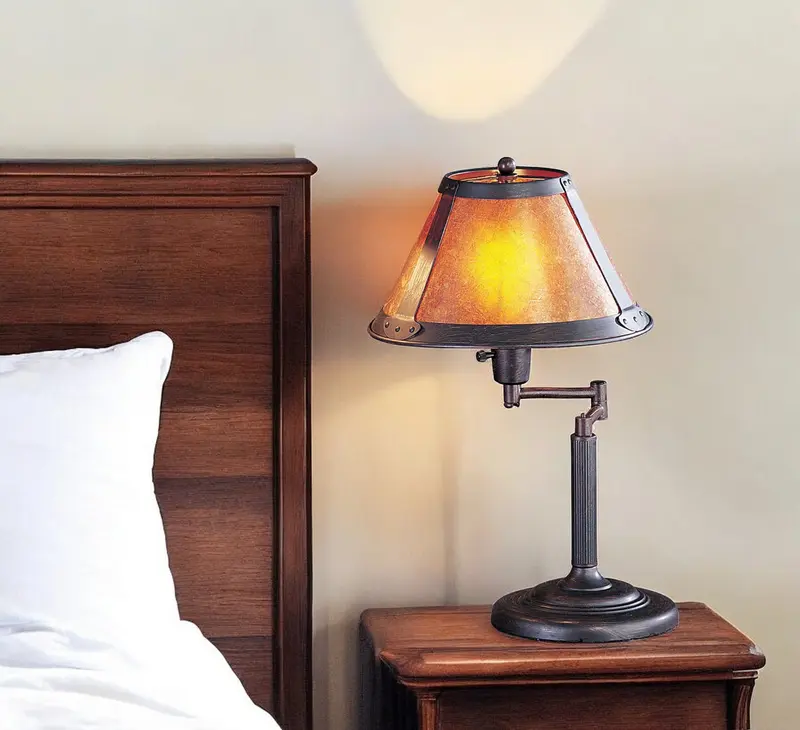 Gray Metal Candlestick Table Lamp With Amber Empire Shade By Homeroots