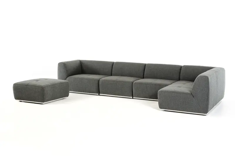 Gray Modular 5 Piece Sectional with Ottoman By Homeroots