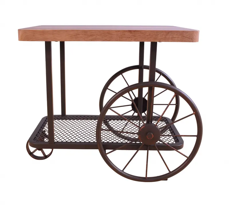 Gray Oak And Antique Metal Tube End Table By Homeroots