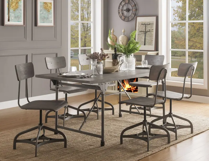 Gray Oak And Sandy Gray Dining Table By Homeroots - 318918