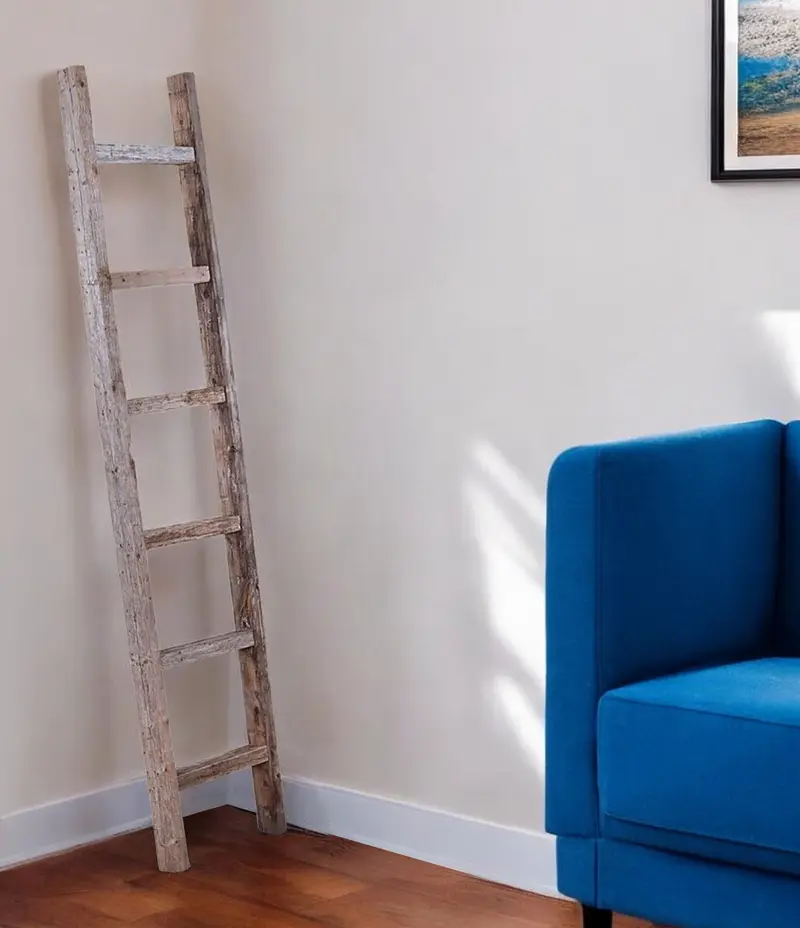 Gray Rustic Seven Step Wood Ladder Shelf By Homeroots
