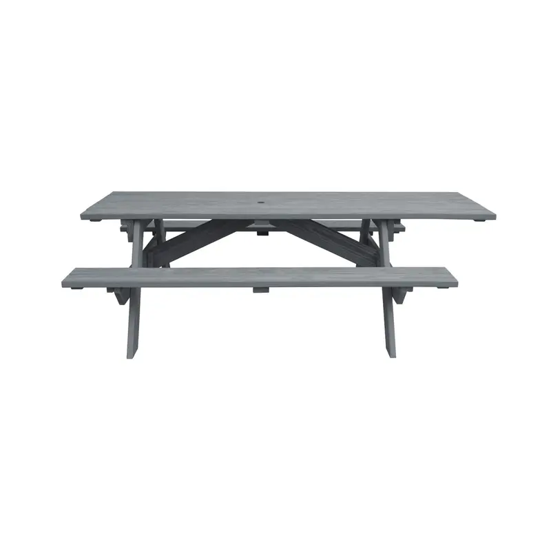 Gray Solid Wood Outdoor Picnic Table Umbrella Hole By Homeroots