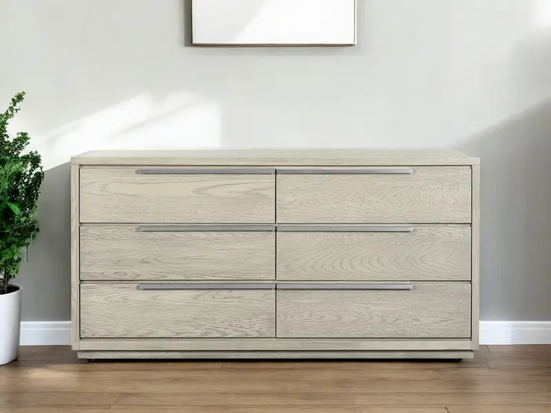 Gray Solid Wood Six Drawer Double Dresser By Homeroots