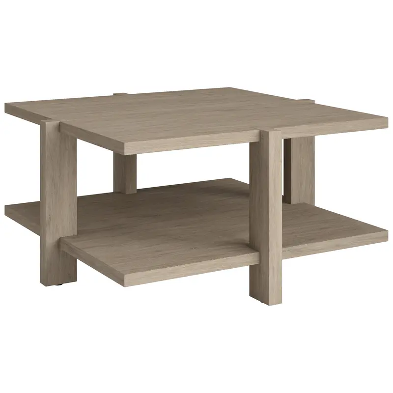 Gray Square Coffee Table With Shelf By Homeroots