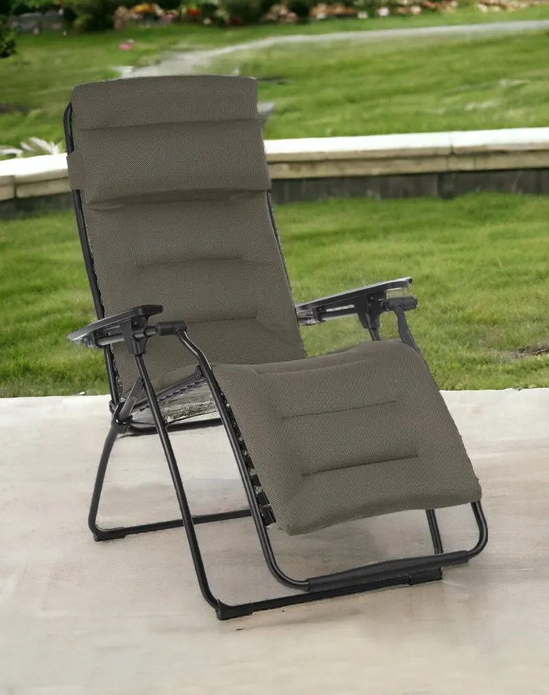Gray Steel Outdoor Zero Gravity Chair with Gray Cushion By Homeroots