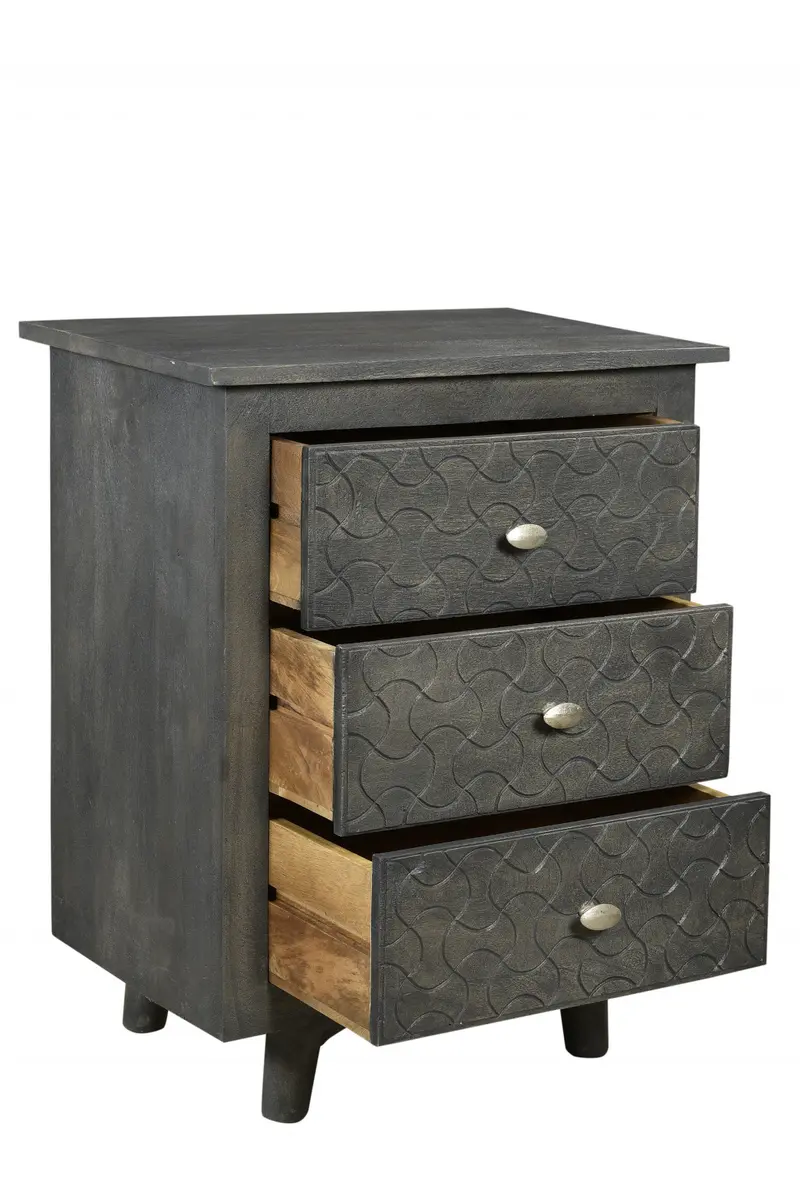 Gray Three Drawer Nightstand By Homeroots