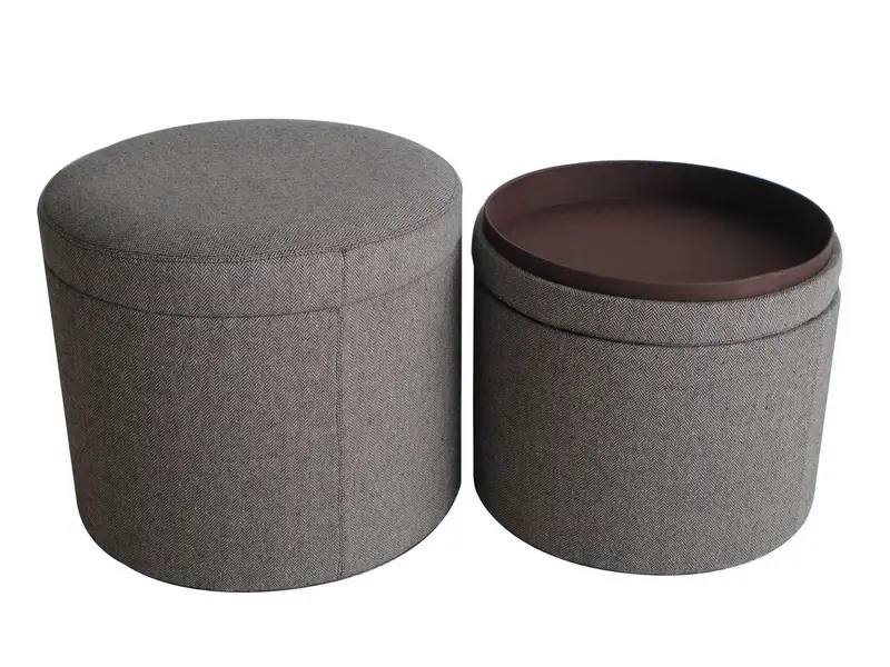 Gray Tweed Storage Ottoman By Homeroots