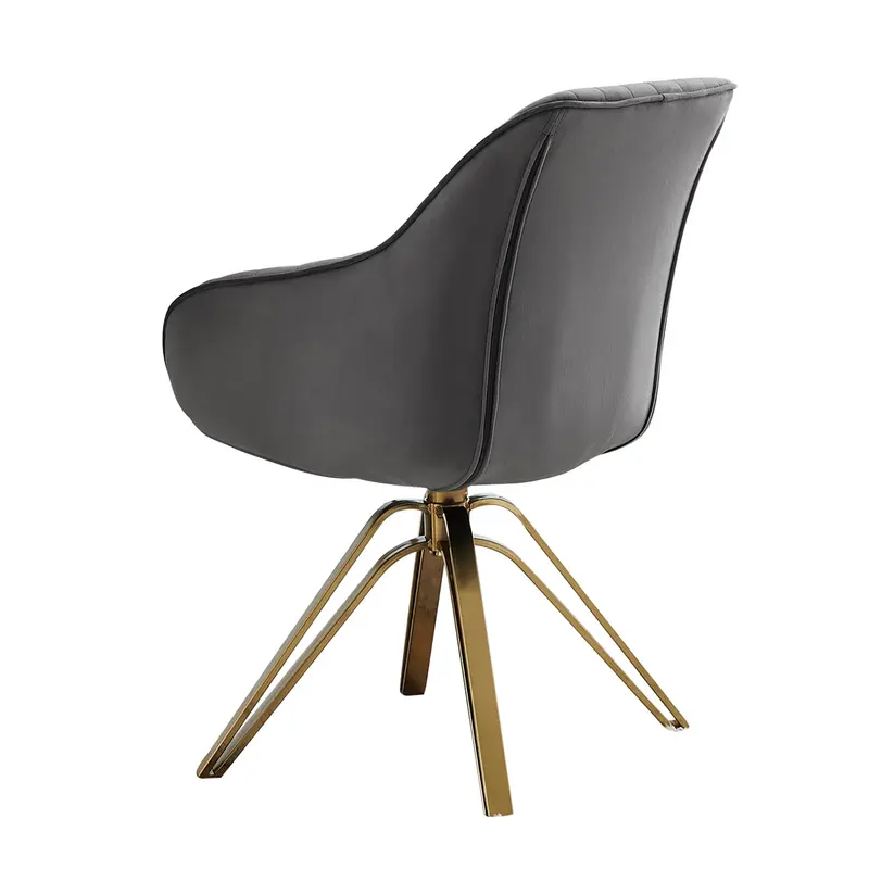 Gray Velvet And Gold Swivel Arm Chair By Homeroots