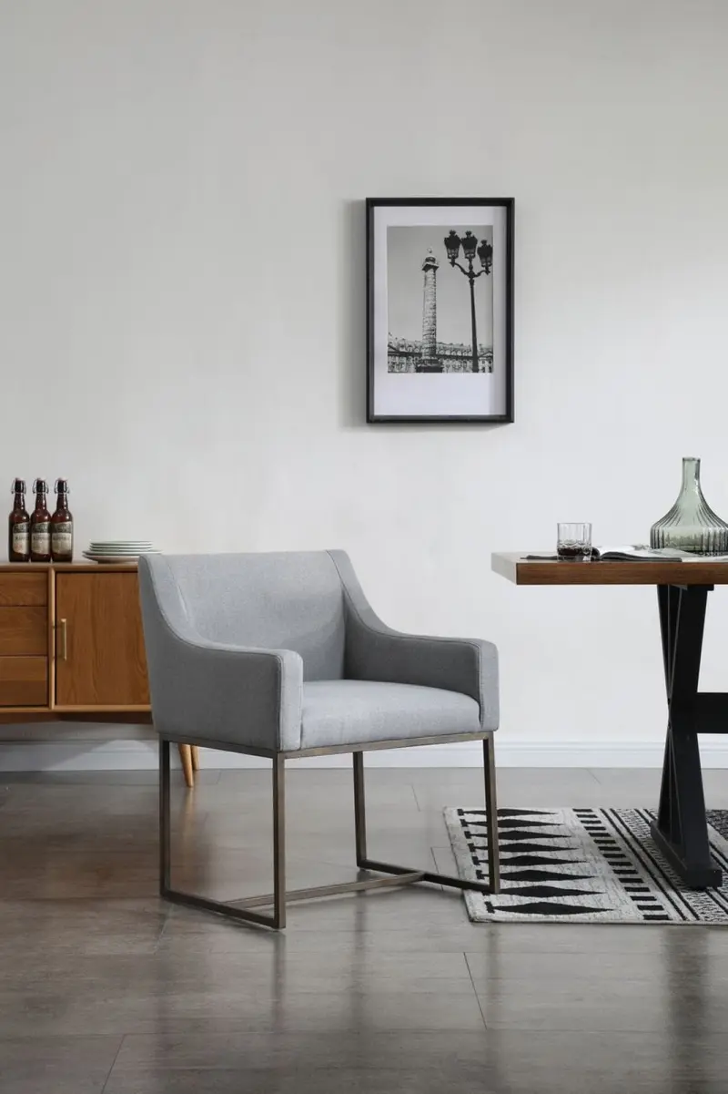 Gray Velvet Antique Brass Dining Chair By Homeroots