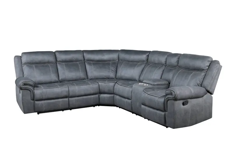 Gray Velvet Reclining L Shaped Six Piece Corner Sectional With Console By Homeroots
