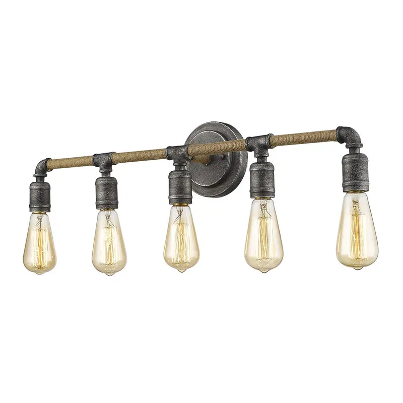 Grayson 5-Light Antique Gray Vanity By Homeroots