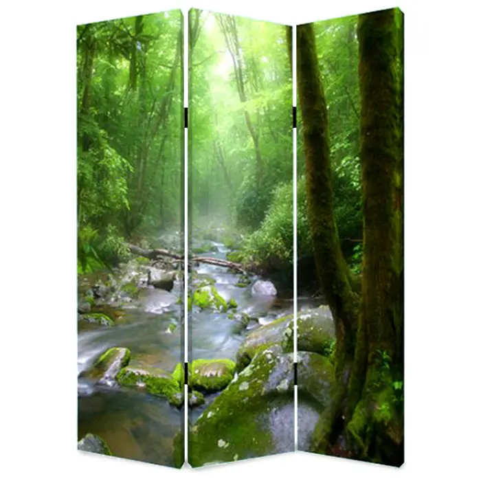 Green CanvasFolding Three Panel Screen Room Divider By Homeroots